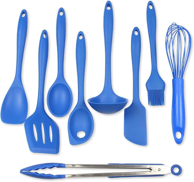 Chef Craft 9 Piece Silicone Kitchen Tool and Utensil Set, Blue by ChefCraft
