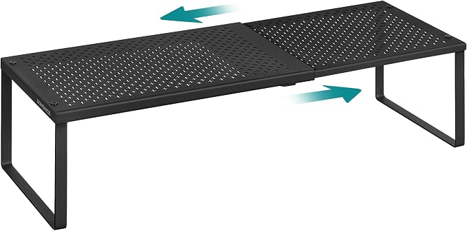SONGMICS Spice Rack Expandable Kitchen Countertop Shelf, Metal | Small cupboard organizer, space-saving tabletop shelf, Matte Black, UKCS007B01 by Unknown