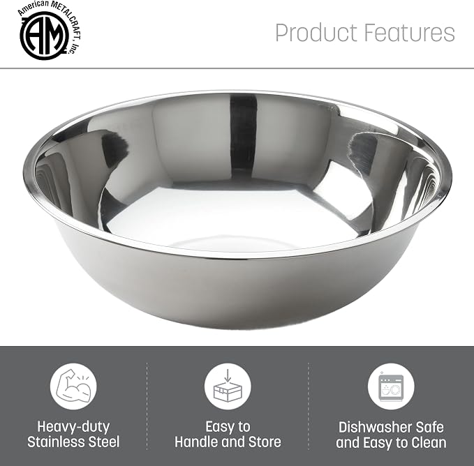 American Metalcraft 20 qt Stainless Steel Mixing Bowl,Silver - Image 3