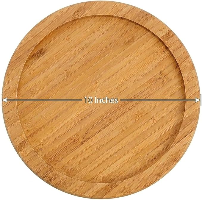 YBM Home Bamboo Wooden Non-Skid Lazy Susan Turntable Fully Rotating Pantry Cabinet - Image 2