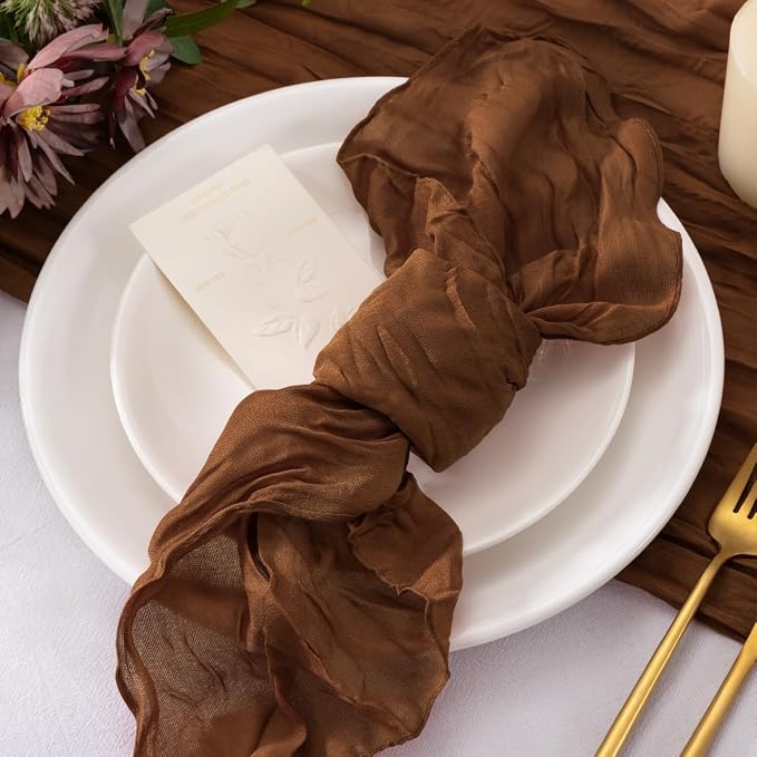 Cheesecloth Napkins Brown Cloth Napkins Bulk,Set of 50 | 21''x21'',Washable Boho Table Gauze Fabric Napkins,for Wedding Baby Bridal Shower Dinner Party Decor - Image 4