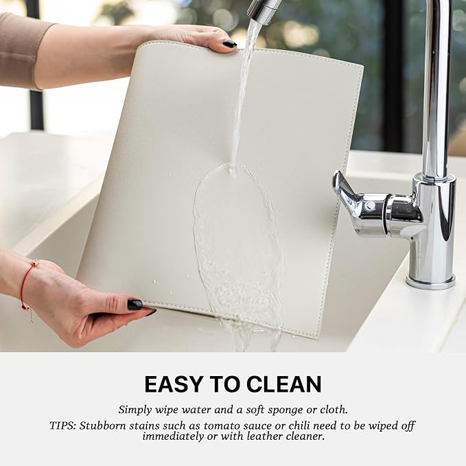 Baroyal Faux Leather Placemats Set of 8 Vinyl Washable Wipeable Table Mats for Kitchen Dining Table Heat Resistant Waterproof Modern Indoor/Outdoor Placemats Non-Slip Easy Clean Place Mats-Cream White - Image 4