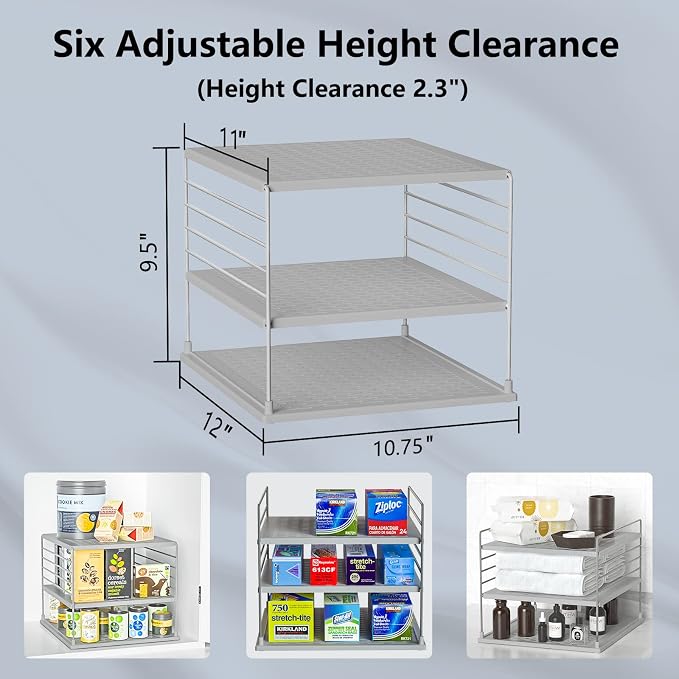 2 PACK Cabinet Organizer- Divided Compartment Holder for Foil and Plastic Wrap- Upgraded Pantry Organizers and Storage for Kitchen(Gray) - Image 3