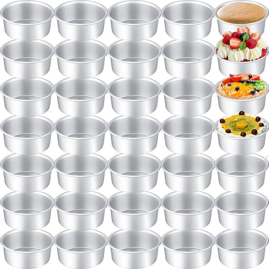 40 Pack Small 4 Inch Cake Pan Aluminum Mini Round Cake Baking Pans Tins Set with 100 Pcs Parchment Paper Rounds Non Toxic Healthy Leakproof Easy Clean Mirror Finish Dishwasher Safe by Domensi