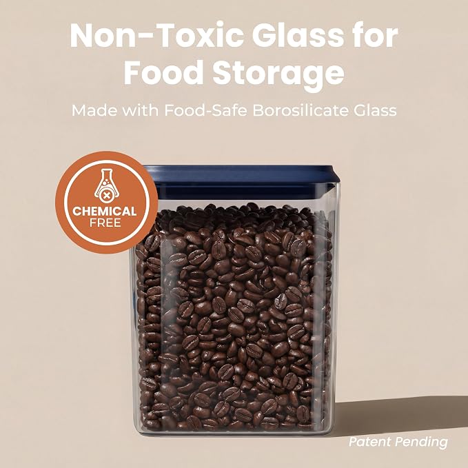 SMIRLY Glass Airtight Food Storage Containers with Pop Lids - Blue | BPA-Free Air Tight Pantry Storage Containers for Cereal Flour Sugar, Food Storage Containers 5 Pcs (0.7Qt*2, 1.7Qt*2, 2.1Qt) - Image 5