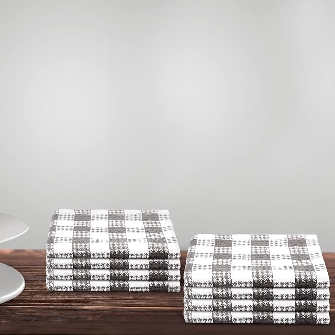Urban Villa Kitchen Towels Cotton Dish Towels 12”x12” (Set of 8) Grey White - Image 8