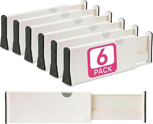 6 Drawer Organizer and Dividers, Organize Silverware and Utensils in Home Kitchen, Divider for Clothes in Bedroom Dresser, Designed to Not Snag Underwear and Bra Fabrics, Bathroom Storage Organizers by BerryAve