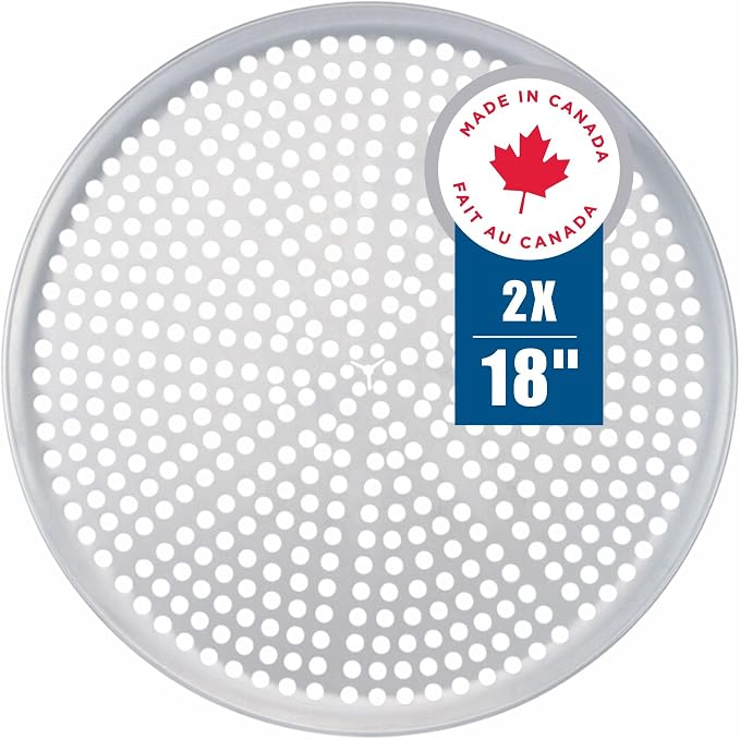 Norjac Pizza Pan with Holes, 18 Inch 2 Pack, Aluminum Pans for Oven, Round, Rust-Free & Heavy-Duty, Perforated Baking Tray for Crispy Crust by Norjac