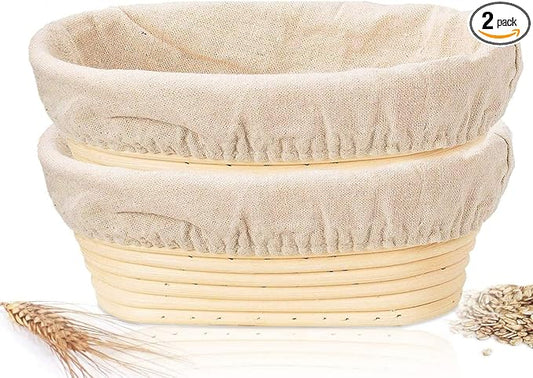 Banneton Bread Proofing Basket 2 Pack 10 In Oval Sourdough Proofing Basket | Sourdough Bread Baking Supplies for Making Baking Fermentation Food Storage Tools by KONGDYExploreNewLife
