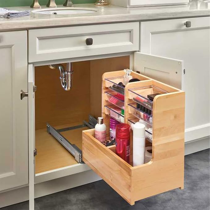 Rev-A-Shelf 30" Wood Vanity Sink Pullout Organizer Cabinet Storage with Soft-Close for Kitchen or Bathroom, Min Opening Width of 12", Maple Wood, 441-15VSBSC-1 - Image 8