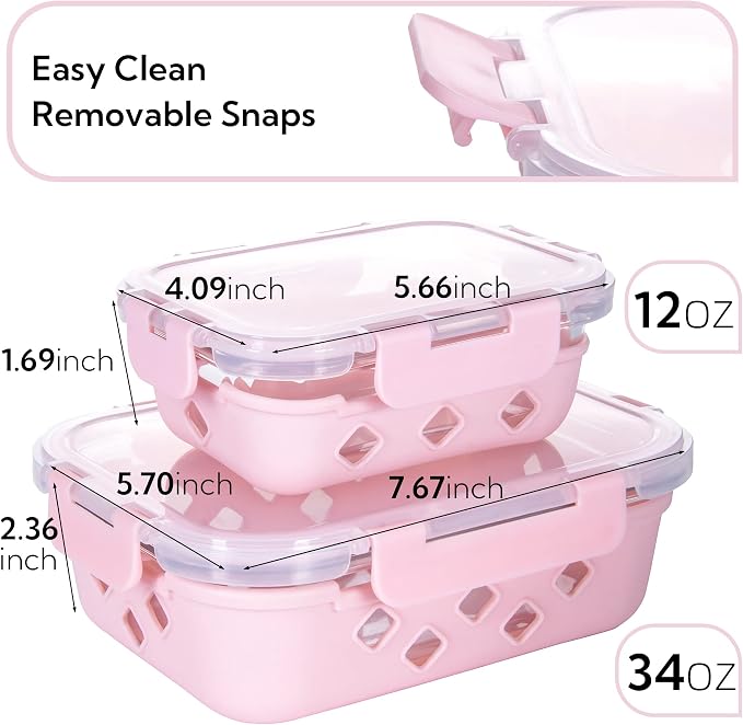 10 Pack Glass Meal Prep Containers with Removable Silicone Sleeves,Food Storage Container Set with Airtight Lids (34oz+12oz) - Image 2