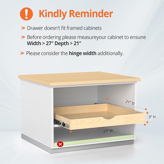 ZOINLIY Wooden Pull Out Cabinet Organizer, 21'' Deep Slide Out Drawer | Kitchen Organizers and Storage, Soft Close, Heavy Duty, Full-Extension - Image 7