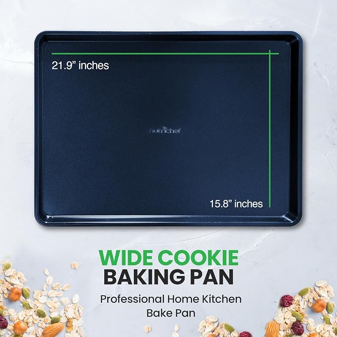 NutriChef Extra Large Nonstick Cookie Sheet for Baking, 22 Inch x 16 Inch Premium Carbon Steel Baking Tray for Oven, Baking Sheet for Cookies, Jelly Rolls, & Pastries - Blue Diamond, NCLG1BD - Image 2