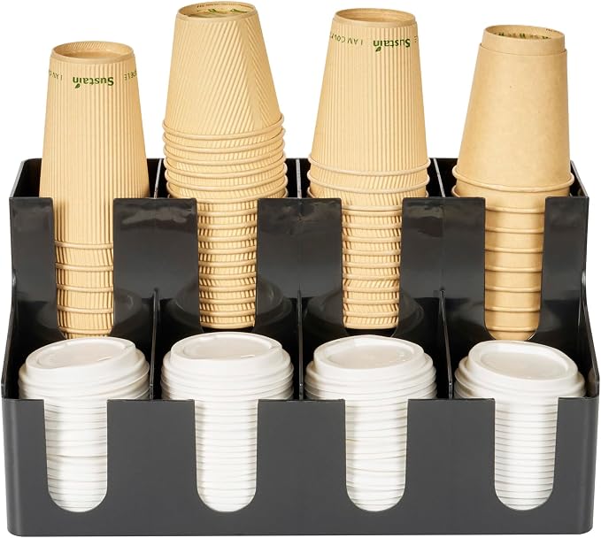 Restaurantware Restpresso Coffee Bar Organizer, 1 Count Durable 8 Compartments, Compact Size, Black Plastic Tabletop Coffee Supplies Organizer For Homes, Office Spaces, Breakrooms, and Lounges - Image 9