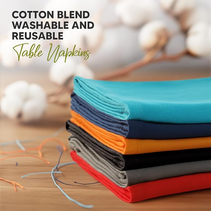 Utopia Kitchen Cotton Blend Multi Color Cloth Napkins [12 Pack, 18x18 Inch] | Absorbent Washable and Reusable for Dinner, Restaurant, Lunch, Wedding and Hotel - Image 2