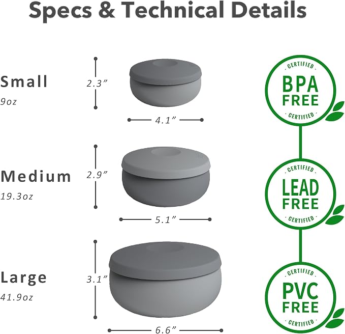 Silicone Bowl Set of 3 with Lids – Multi-Size, Leak-Proof, BPA-Free Food Storage Containers | Freezer, Microwave & Oven Safe | Ideal for Meal Prep & Leftovers (Chestnut Brown) - Image 3