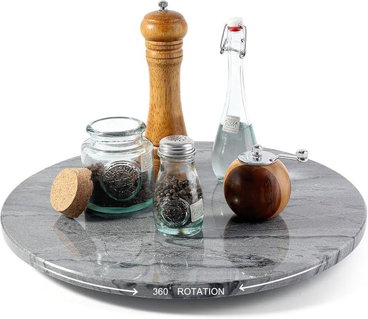 Marble Lazy Susan, 16 in Lazy Susan Turntable Organizer for Cabinet Pantry Kitchen Countertop Fridge Bathroom Makeup Vanity Countertop - Grey by BCS