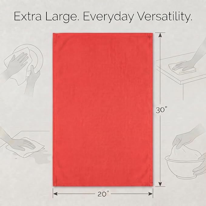 Urban Villa Kitchen Towels Cotton Dish Towels 20”x30” (Set of 6) Red - Image 3
