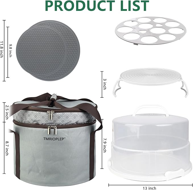 12 Inch Cake carrier Container with Lid and Handles Includes Insulated Bag for Safe Transportation of Buttercream Doesn't Melt Easy for Cakes, Pies and Cupcakes (Grey) - Image 2