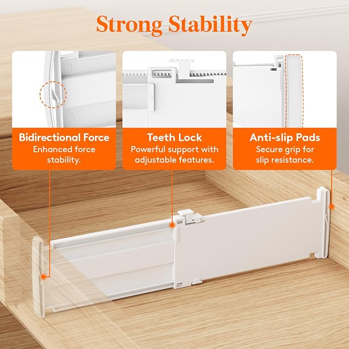 Lifewit 12 Pack 4" High Drawer Dividers, Adjustable Drawer Organizer Clothes | 10.5"-16.5" Expandable White Plastic Separators for Dresser, Kitchen, Cabinet, Nursery, Office, Socks & Underwear Storage - Image 4