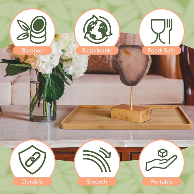 BambooMN Rectangular Bamboo Serving Tray - 17" x 9" - Vertical Tray - Image 3
