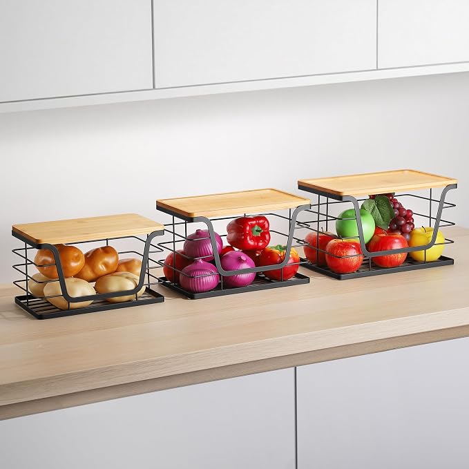 ALOCEO 3 Pack Stackable Storage Bins with Lids, Stainless Steel Trash Bag Dispenser Roll Holder for for Kitchen Sink, Laundry, Pantry Organizer and Storage - Image 2