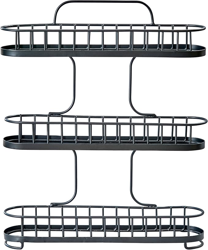 Spectrum Yumi Small Three Tier Spice Rack Black for Countertop Cabinets Cupboards Kitchens, 3 Tier Spice Organizer Shelf Rack Wire Basket for Modern Kitchens, Spice Rack Stand for Counter Organization by Unknown