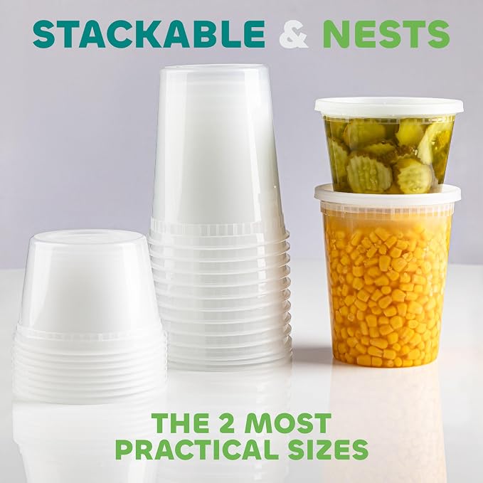 240-Sets Deli Containers with Lids - (120)-32oz & (120)-16oz Bulk Pack of Food Storage Take Out Containers for Restaurants, Catering, Meal Prep - Microwaveable, Reusable & BPA-Free - Image 5