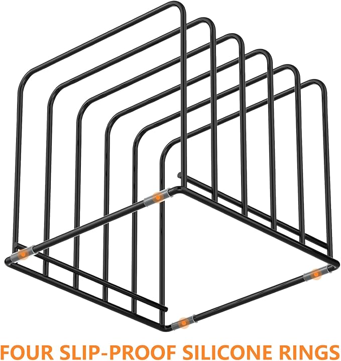 Kitchen Cabinet Organizer, Steel Cookware Holder, Divided Holder with 5 Slots for Skillets Baking Tray and Chopping Board Rack - Baking Pan Holder Storage (2 PCS) - Image 4