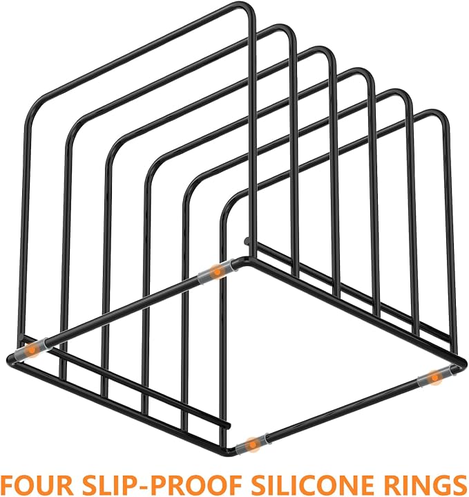 Kitchen Cabinet Organizer, Steel Cookware Holder, Divided Holder with 5 Slots for Skillets Baking Tray and Chopping Board Rack - Baking Pan Holder Storage (2 PCS) - Image 4
