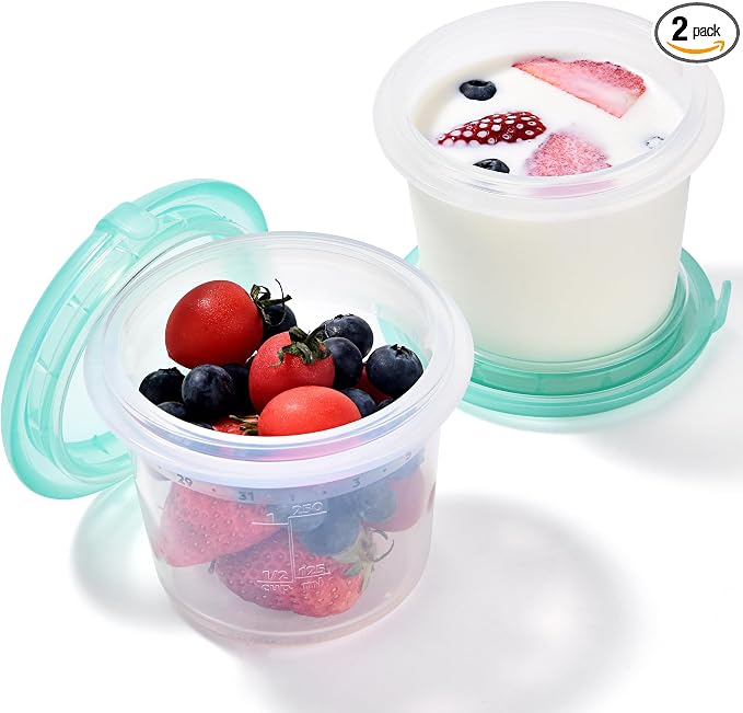 U-Taste Silicone Container with Lid, Kitchen Meal Prep Food Storage, 1Cup*2 | Food Grade Liquid Silicone, Leak-Proof Airtight Lid, Meal Prep Lunch Box, Freezer & Microwave Safe, Clear Date Marking Circle by U-Taste