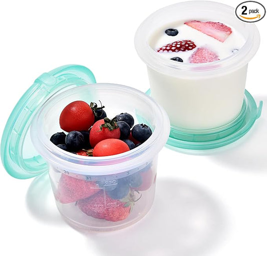 U-Taste Silicone Container with Lid, Kitchen Meal Prep Food Storage, 1Cup*2 | Food Grade Liquid Silicone, Leak-Proof Airtight Lid, Meal Prep Lunch Box, Freezer & Microwave Safe, Clear Date Marking Circle by U-Taste