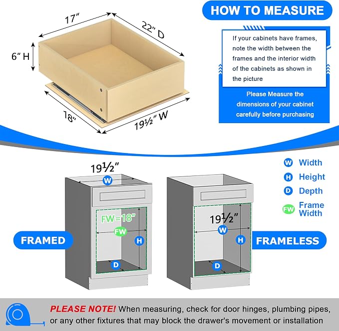 WelFurGeer Soft Close Pull Out Cabinet Organizer, 17" W x 22" D Heavy-Duty Plywood Pull-Out Cabinet Drawer, Cabinets Roll Out Drawers, Durable Pullout Drawers for Home & Kitchen Organization - Image 3