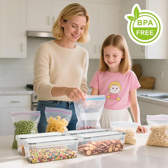 VINATO 3.2L Kitchen Storage Box - Set of 4, Airtight Plastic Food Storage Jars with Lids for Cereal, Pasta, Flour - Image 3