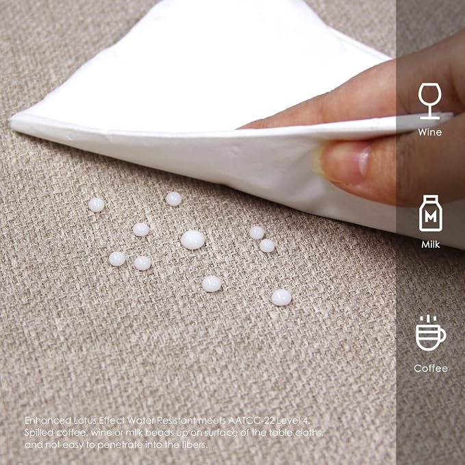 BALCONY & FALCON Rectangle Table Cloth Waterproof Beige 118"x57" | Rectangular Washable Wrinkle Resistant Table Cloth Linen Fabric Tablecloths for Dining Party Kitchen Wedding and Outdoor Use - Image 3