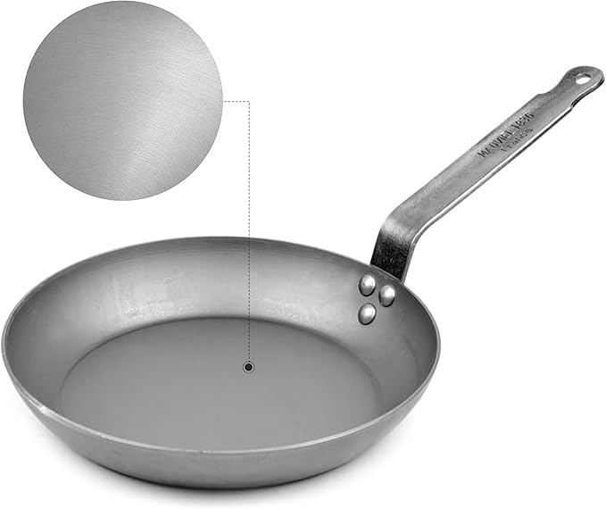 Mauviel M'Steel Black Carbon Natural Nonstick Frying Pan With Iron Handle, 7.9-in, Suitable For All Cooking Surfaces, Made in France by Mauviel