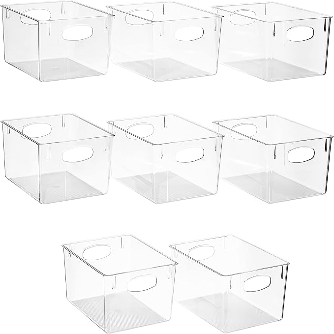 Sorbus Large Clear Plastic Storage Bins for Shelves, Clothes, with Handle - Clear Storage Bins, Drawer, Shelf, Closet, Pantry, Fridge, Freezer Organizer Bins, Closet Organizers and Storage (8 pack) by Sorbus
