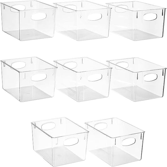 Sorbus Large Clear Plastic Storage Bins for Shelves, Clothes, with Handle - Clear Storage Bins, Drawer, Shelf, Closet, Pantry, Fridge, Freezer Organizer Bins, Closet Organizers and Storage (8 pack) by Sorbus