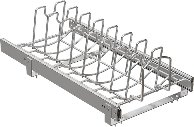 Slide Out Pot Lid Organizer Under Cabinet, Wire Dividers Kitchen Pull Out Pot Lid Storage Rack Holder, Full-Extension Rail 12" W*22" D - Image 7
