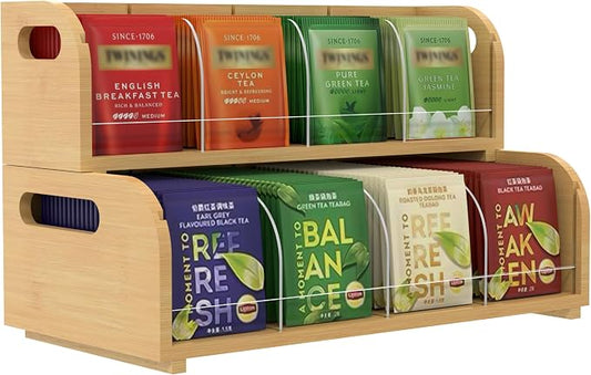 Bamboo Tea Organizer – Stackable Collection (2Tier) by ARFETIGO