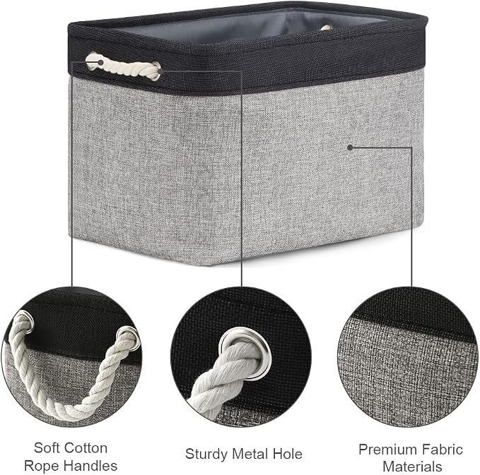 Storage Basket for Organizing - 16x12x12 inch Cube Storage bin 3 Pack Fabric Storage Cubes, Collapsible Storage Box for Organizer Cloth Gift Toy Closet (Black & Grey) - Image 5