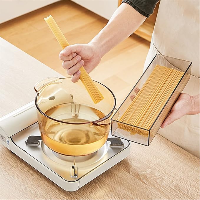 Hanobe Large Airtight Pasta Storage Containers, BPA-Free, 2.4L, 6-Pack | Stackable rectangular design, fits spaghetti, lasagna, noodles, clear plastic, for kitchen pantry and fridge - Image 7