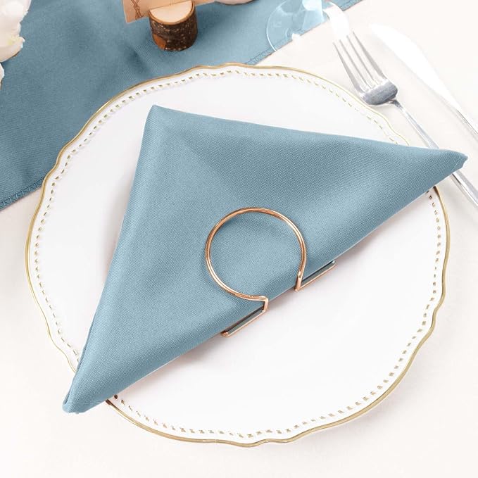 Efavormart Premium Cloth Napkins Set of 50, 20x20 Inch Dusty Blue Seamless Dinner Napkins, Washable Linen Table Napkin Cloth with Hemmed Edges for Weddings, Party and Banquet - Image 2