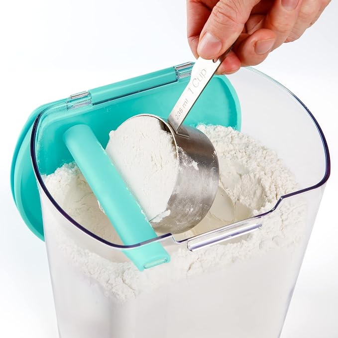 Progressive ProKeeper Baker's Airtight Kitchen Storage Canister Container Set for Flour, Sugar & More, Keeps Ingredients Fresh, with Accessories (Turquoise, 6- Piece) - Image 4