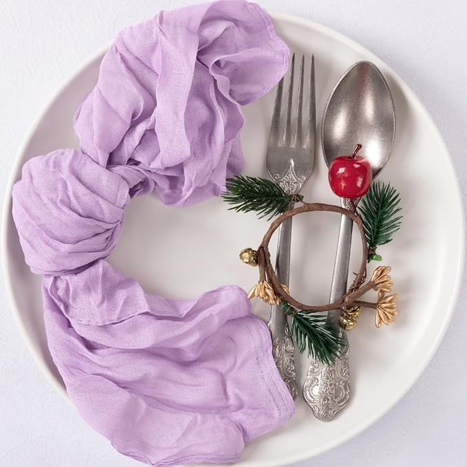 Cloth Napkins Set of 60 21"x21" Reusable Cheesecloth Napkins Lilac Purple | Boho Rustic Dinner Napkins Washable Gauze Table Napkins Cloth Hemmed Edges for Wedding Bridal Shower Family Gathering Decor - Image 6