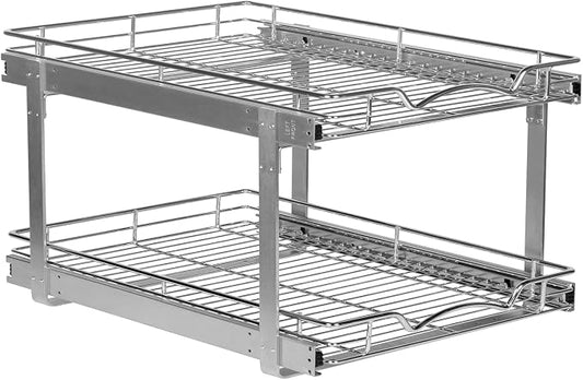 2-Tier Pull-Out Cabinet Organizer for Kitchen, 24" W x 21”D x 16.5" H | Full-Extension Sliding Shelves, Holds 100 lbs, Easy Install for Kitchen, Pantry & Under Sink Cabinets by HOLDN%E2%80%99STORAGE