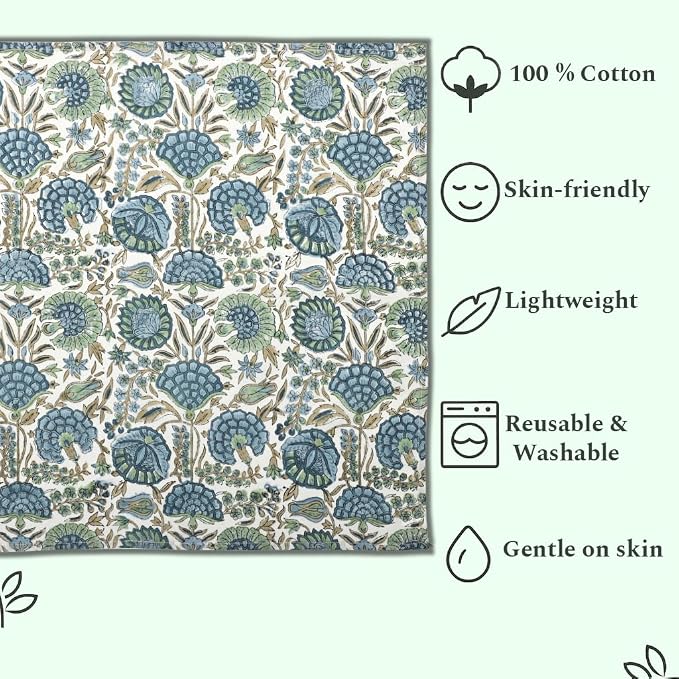 Asparagus Green Hand Block Print 100% Cotton Napkins 18" x 18" (Set of 4) Reuseable Kitchen Napkins Cloth Decor Dinner Party Wedding Cocktail Gift for Spring, Easter, Summer - Image 8