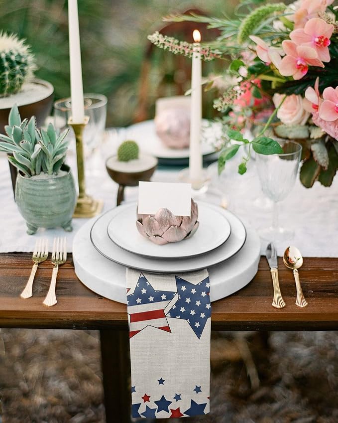 Patriotic Memorial Flag Cloth Napkins Set of 8 - Washable Dinner Napkins Reusable Table Napkins for Home Party Weeding Dining Table Setting Decoration, American Independence Day Oversized 20"x20" - Image 4