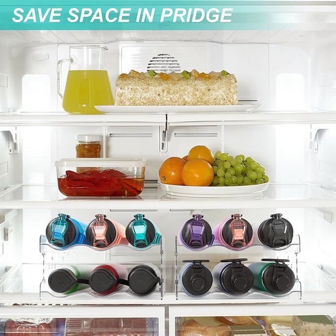 Water Bottle Organizer,4 Pack Stackable Cup Organizer for Cabinet,Countertop, Pantry and Fridge, Free-Standing Tumbler Kitchen Storage Holder for Wine and Drink Bottles,Clear Plastic - Image 6