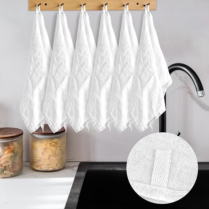 Christmas napkins, set of 12 fabric napkins 40 x 40 cm, white linen napkins, linen napkins, linen napkins, table decoration, washable napkins for - Image 6